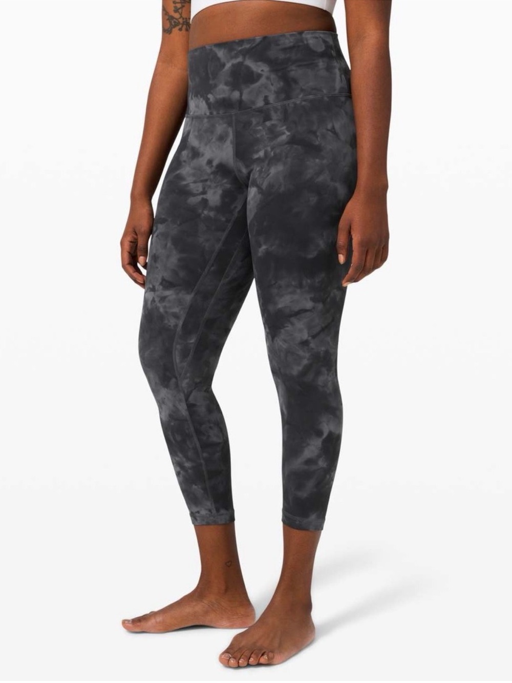 🩶Lululemon Wunder Train Pant 23" in Diamond Dye Pitch Grey Graphite Grey Size 4